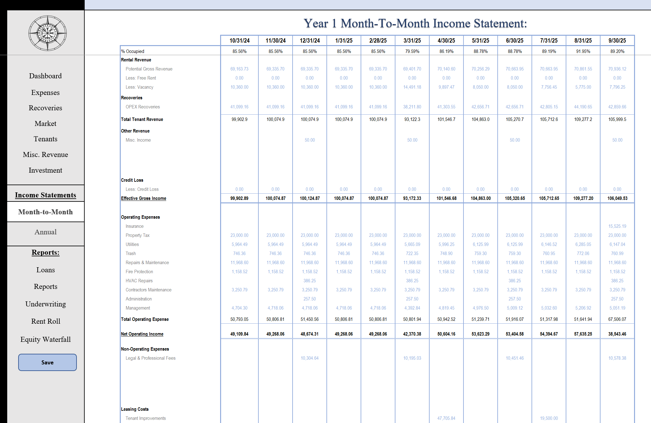 Month-to-Month Rent Roll